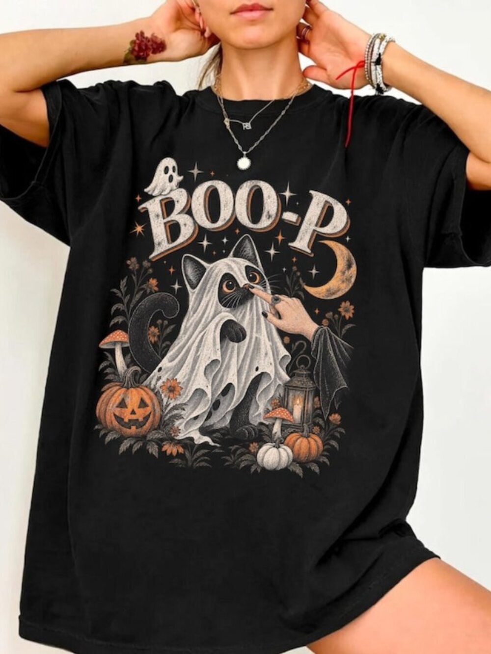 Boo-P Ghost Cat Shirt, Halloween Cat Tee